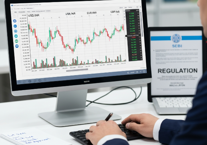 Realistic depiction of a trader analyzing multi-currency forex pairs on an Indian exchange terminal.png